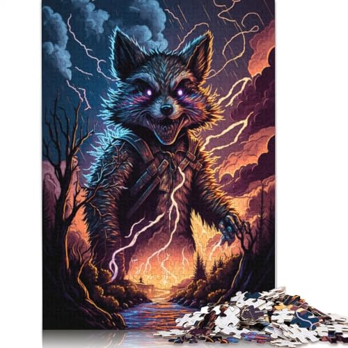 für Erwachsene, Puzzle Fantasy Art Waschbär, 1000-teiliges Puzzle für Erwachsene, Papppuzzle für Erwachsene und Kinder ab 12 Jahren, tolles Geschenk für Erwachsene (Größe 38 x 26 cm) von LiJianXXR