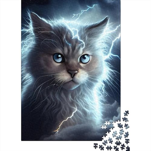 für Erwachsene 1000-teiliges Lightning Cosmic Cat-Puzzle für Erwachsene Holzbrettpuzzle Lustige Puzzlespiele Größe: 75 x 50 cm von LiJianXXR