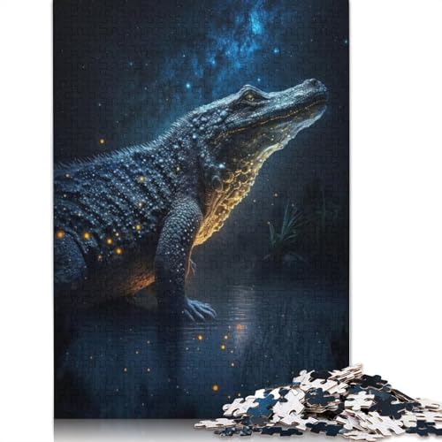 für Erwachsene 1000-teiliges Puzzle Galaxie-Krokodil, Kartonpuzzle, Lernspiel, Herausforderungsspielzeug (Größe 38 x 26 cm) von LiJianXXR