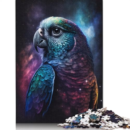 für Erwachsene 1000-teiliges Puzzle Galaxie-Papagei, Holzpuzzle, Lernspiel, Herausforderungsspielzeug (Größe 75 x 50 cm) von LiJianXXR