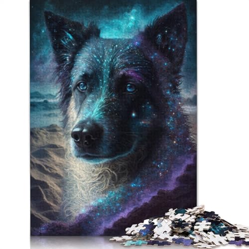 für Erwachsene 1000-teiliges Puzzle Galaxy Border Collie Puzzles Holzpuzzles Lernspiel Herausforderungsspielzeug (Größe 75 x 50 cm) von LiJianXXR