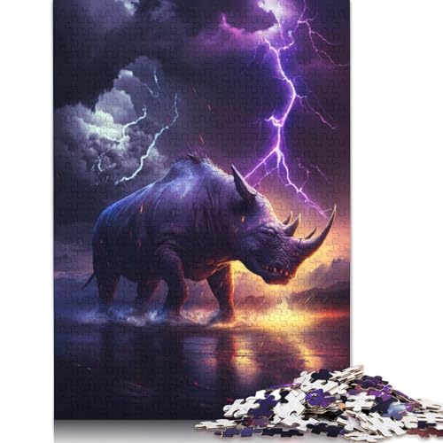 für Erwachsene Puzzle Fantasietier Nashorn 1000 Teile Puzzle Papppuzzle für Erwachsene und Kinder ab 12 Jahren Geschenk für Erwachsene und Kinder Größe: 38x26cm von LiJianXXR