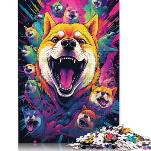 1000 Teile Puzzle für Erwachsene, Puzzle-Geschenke, Wütendes Shiba Inu-Puzzle, Holzpuzzle für Erwachsene, Familienspiele, 75 x 50 cm von LiJianXXS