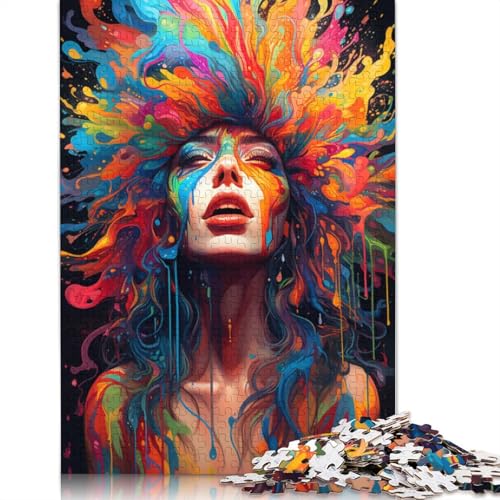 1000-teiliges Kartonpuzzle, farbenfrohes psychedelisches Frauen-Puzzle, Kartonpuzzle, Lernspiel, 38 x 26 cm von LiJianXXS