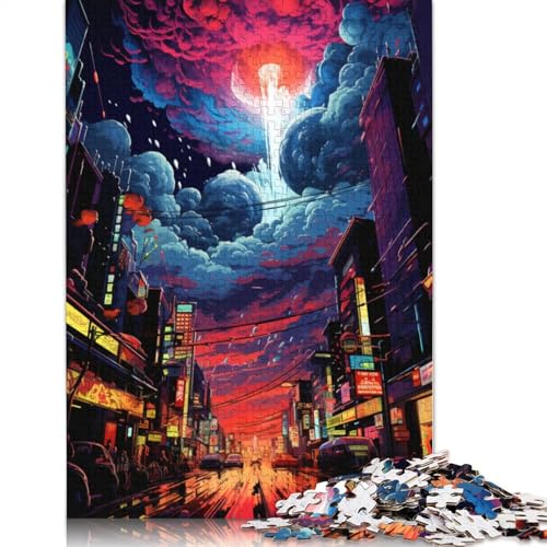 1000-teiliges Kartonpuzzle, farbenfrohes und psychedelisches Tokio-Puzzle, Kartonpuzzle, Lernspiel, 38 x 26 cm von LiJianXXS