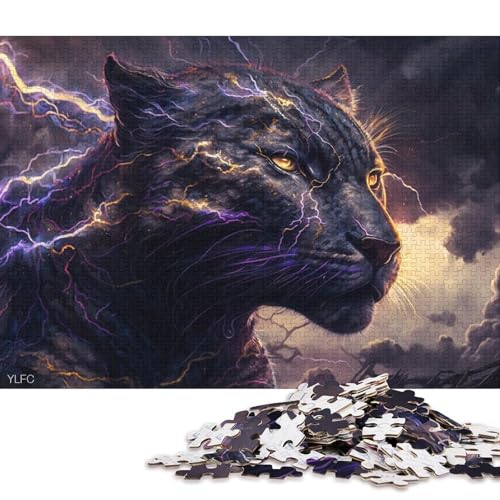 1000-teiliges Puzzle, Art Black Leopard, Puzzle für Kinder, Kartonpuzzle, Puzzle für Erwachsene, Lernspiel, Herausforderungsspielzeug 38x26cm/1000 Stück von LiJianXXS