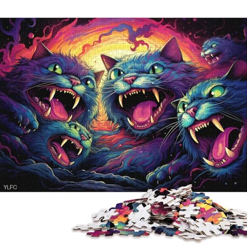 1000-teiliges Puzzle, ArtSeltsame Katze, Puzzle für Kinder, Karton-Puzzle, Heimdekoration, Puzzle-Spielzeug 38x26cm/1000 Stück von LiJianXXS