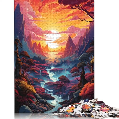 1000-teiliges Puzzle, Bezauberndes farbenfrohes Landschaftspuzzle für Erwachsene, Kartonpuzzle, Lernspiel, Herausforderungsspielzeug, 38 x 26 cm von LiJianXXS