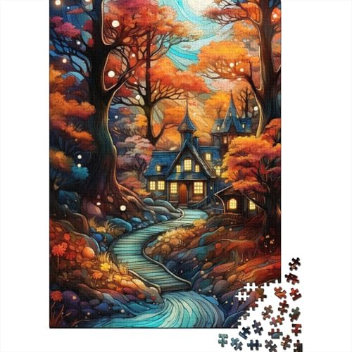 1000-teiliges Puzzle, Bunte Herbststraßen, Puzzle für Erwachsene, Holzspiele, Puzzle-Herausforderungsspielzeug, Größe: 75 x 50 cm von LiJianXXS