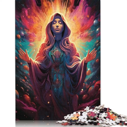 1000-teiliges Puzzle, Bunte Psychedelia der Jungfrau Maria, Puzzles für Kartonpuzzles, Lernspielzeug, 38 x 26 cm von LiJianXXS