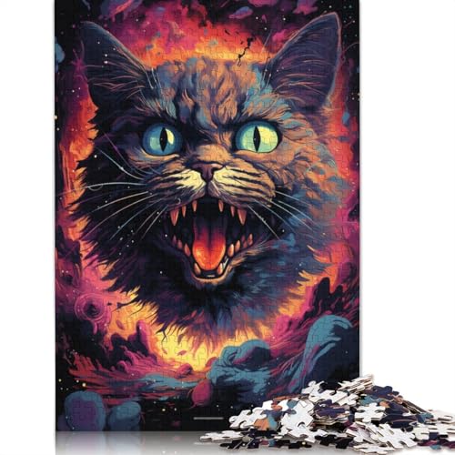 1000-teiliges Puzzle, Bunte Psychedelia of Space Cats, Puzzles für Kartonpuzzles, Lernspielzeug, 38 x 26 cm von LiJianXXS