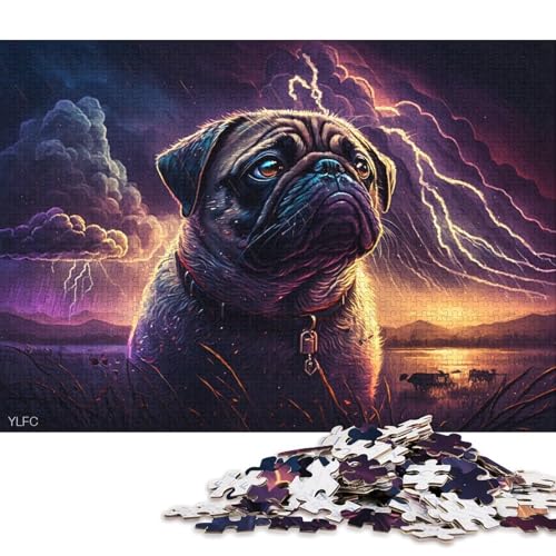 1000-teiliges Puzzle, Fantasy-Art-Mops-Puzzle, Holzpuzzle, Lernspielzeug, Familienspiele (Größe 75 * 50 cm) von LiJianXXS