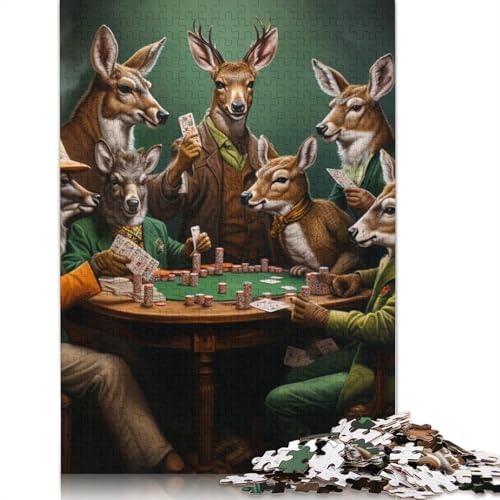 1000-teiliges Puzzle, Hirsch-Poker-Puzzle für Erwachsene, Papppuzzle, Puzzle für Erwachsene, Geschenke, Größe: 38 x 26 cm von LiJianXXS