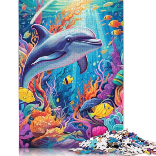 1000-teiliges Puzzle, Kunst-Delfin-Puzzle für Erwachsene, Karton-Puzzle, Lernspielzeug, Größe: 38 x 26 cm von LiJianXXS