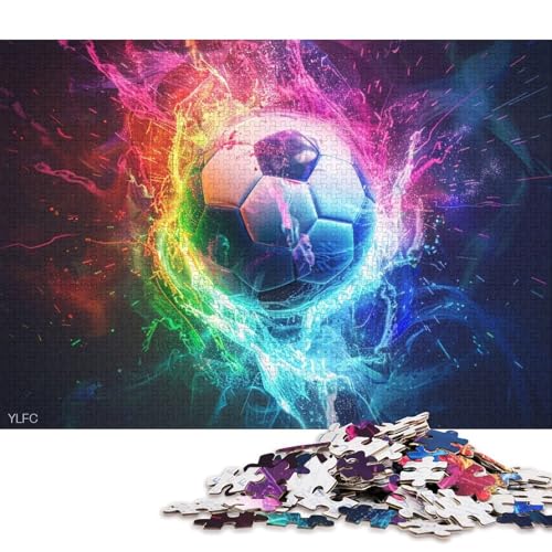 1000-teiliges Puzzle, Regenbogen-Fußball, Puzzles für Erwachsene, Papppuzzles, Lernspielzeug, Familienspiele (Größe 38 * 26 cm) von LiJianXXS