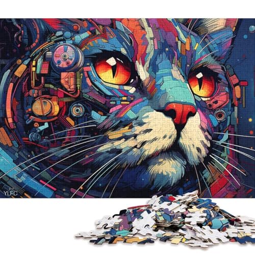 1000-teiliges Puzzle, Tier-, Katzen- und Roboter-Puzzle für Kinder, Holzpuzzle, Puzzle für Erwachsene, Lernspiel, Herausforderungsspielzeug 75x50cm/1000 Teile von LiJianXXS