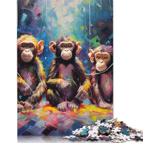 1000-teiliges Puzzle, Tier-Puzzle mit DREI Affen, Puzzle für Erwachsene, Karton-Puzzle, Lernspielzeug, Größe: 38 x 26 cm von LiJianXXS