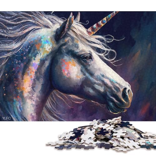 1000-teiliges Puzzle, buntes Einhorn-Puzzle für Kinder, Holzpuzzle, Heimdekoration, Puzzle-Spielzeug 75x50cm/1000 Teile von LiJianXXS