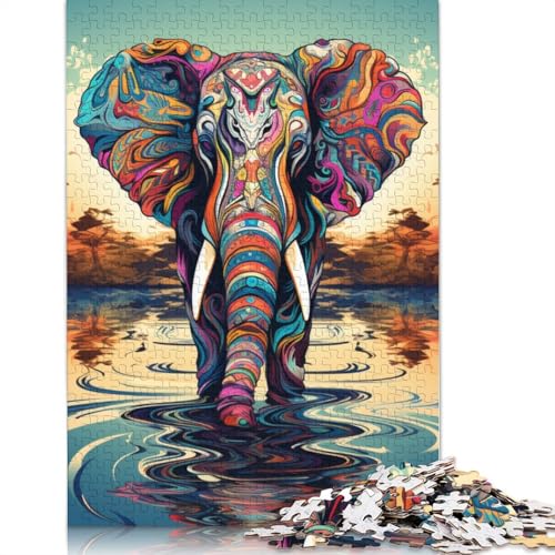 1000-teiliges Puzzle, buntes Elefanten-Puzzle für Erwachsene, Kartonpuzzle, Lernspiel, Herausforderungsspielzeug, Größe: 38 x 26 cm von LiJianXXS