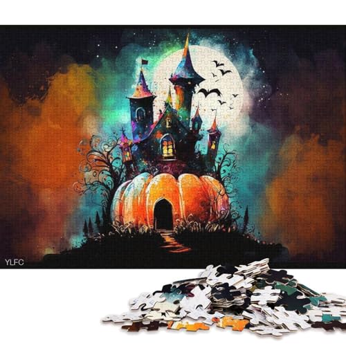 1000-teiliges Puzzle, buntes Kürbisschloss, Puzzle, Geschenk, Karton-Puzzle, Lernpuzzle, Familienspiel 38x26cm/1000 Teile von LiJianXXS