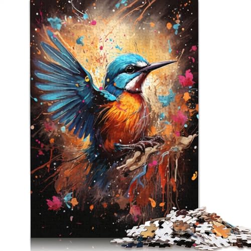 1000-teiliges Puzzle, exotisch, bunt, Blauvogel und Blumen, Puzzles für Holzpuzzles, Lernspielzeug, 75 x 50 cm von LiJianXXS