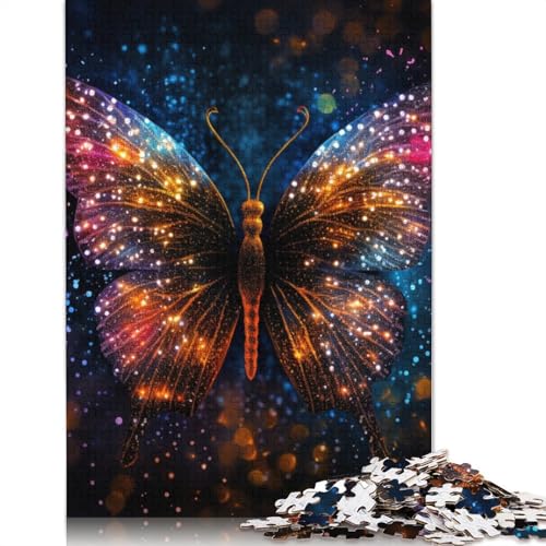 1000-teiliges Puzzle, farbenfrohe Kunst-Schmetterlinge, Puzzle für Erwachsene, Kartonpuzzle, Lernspiel, Herausforderungsspielzeug, Größe: 38 x 26 cm von LiJianXXS