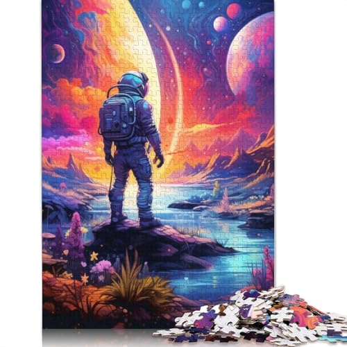 1000-teiliges Puzzle, farbenfrohes Astronauten-Puzzle für Erwachsene, Kartonpuzzle, Lernspiel, Herausforderungsspielzeug, Größe: 38 x 26 cm von LiJianXXS