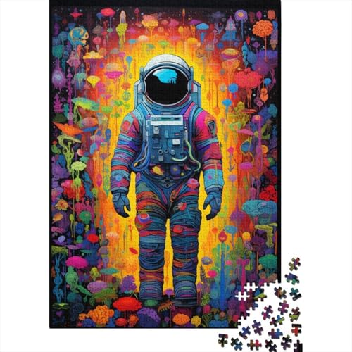 1000-teiliges Puzzle, farbenfrohes Astronauten-Puzzle für Erwachsene und Kinder, aus Holz, anspruchsvolle Spiele für die ganze Familie, Größe: 75 x 50 cm von LiJianXXS