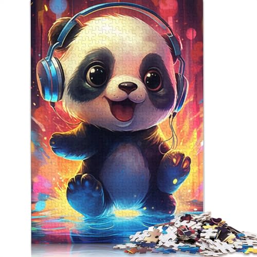 1000-teiliges Puzzle, farbenfrohes Panda-Kunst-Puzzle, Papppuzzle für Erwachsene, tolles Geschenk für Erwachsene, Größe: 38 x 26 cm von LiJianXXS