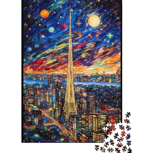 1000-teiliges Puzzle, farbenfrohes Tokio-Puzzle für Erwachsene und Kinder, aus Holz, anspruchsvolle Spiele für die ganze Familie, Größe: 75 x 50 cm von LiJianXXS