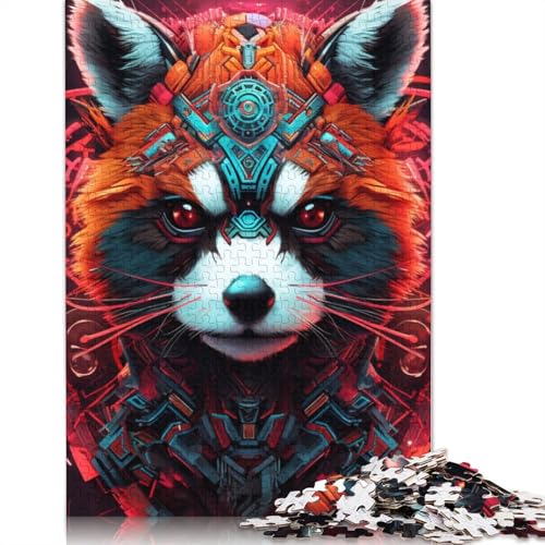 1000-teiliges Puzzle, farbenfrohes Waschbär-Kunst-Puzzle für Erwachsene, Kartonpuzzle, Lernspiel für Erwachsene und Kinder, Größe: 38 x 26 cm von LiJianXXS