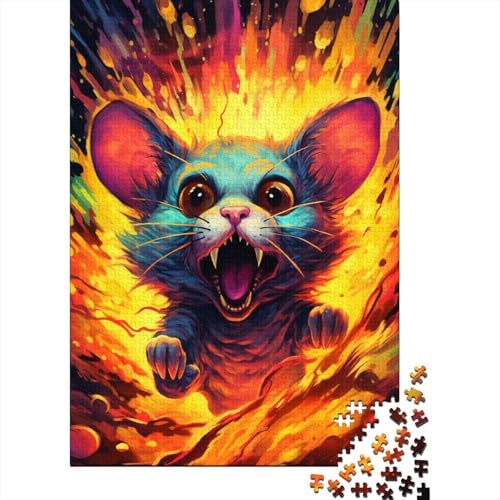 1000-teiliges Puzzle, farbenfrohes psychedelisches Maus-Puzzle für Erwachsene, Holzpuzzle für Sommerliebhaber 29,53x19,69 Zoll von LiJianXXS