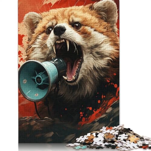 1000-teiliges Puzzle, farbenfrohes rotes Panda-Puzzle für Erwachsene, Kartonpuzzle, Lernspiel für Erwachsene und Kinder, Größe: 38 x 26 cm von LiJianXXS