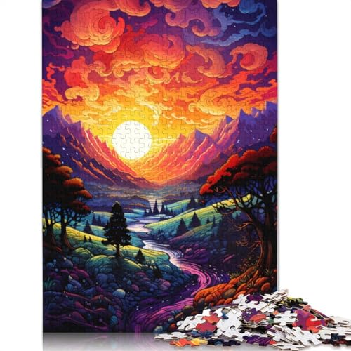 1000-teiliges Puzzle, farbenfrohes und fantastisches Sonnenuntergangsspektakel, Puzzles für Holzpuzzles, Lernspielzeug, 75 x 50 cm von LiJianXXS