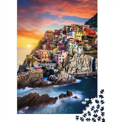 1000-teiliges Puzzle, italienische Küstenlandschaft, Puzzle für Erwachsene, Holzspiele, Puzzle-Herausforderungsspielzeug, Größe: 75 x 50 cm von LiJianXXS