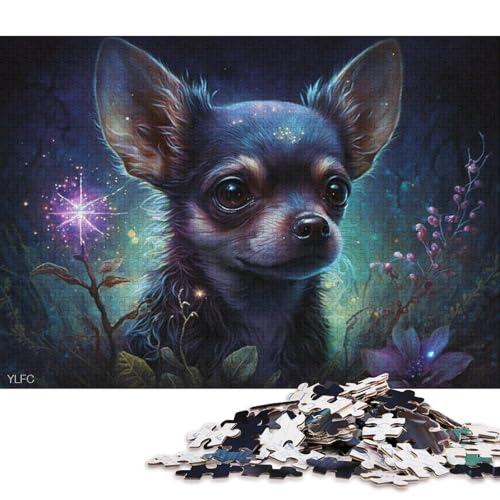 1000-teiliges Puzzle, magischer Chihuahua-Hund, Puzzle für Kinder, Holzpuzzle, Heimdekoration, Puzzle-Spielzeug 75x50cm/1000 Stück von LiJianXXS