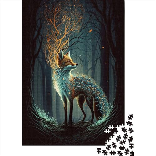 1000-teiliges Puzzle, niedliches Kunst-Fuchs-Puzzle für Erwachsene und Kinder, aus Holz, anspruchsvolle Spiele für die ganze Familie, Größe: 75 x 50 cm von LiJianXXS