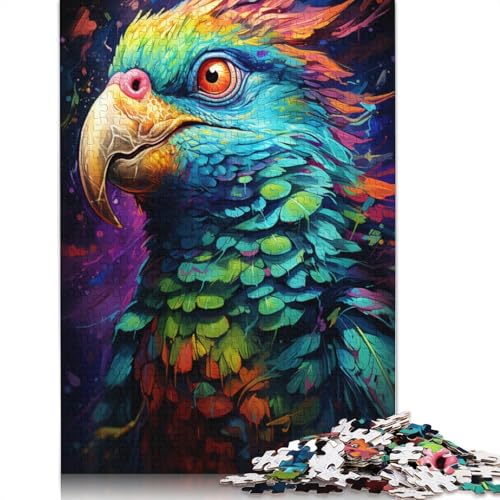 1000-teiliges Puzzle, psychedelisches Gemälde, buntes Papageien-Puzzle für Erwachsene, Kartonpuzzle, Lernspiel, Herausforderungsspielzeug, 38 x 26 cm von LiJianXXS