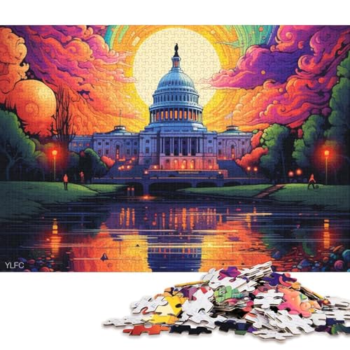 1000-teiliges Puzzle, psychedelisches Washington Capitol Building, Puzzles für Erwachsene, Papppuzzles, Lernspielzeug, Familienspiele (Größe 38 * 26 cm) von LiJianXXS