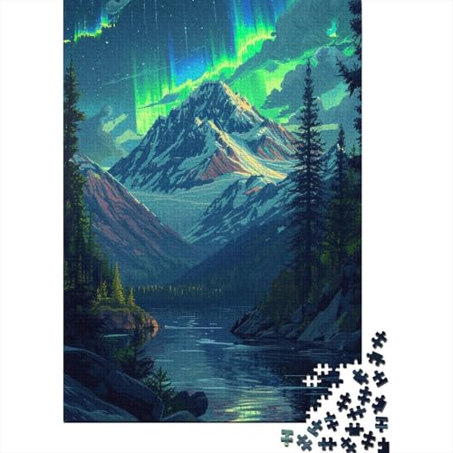 1000-teiliges Puzzle, wunderschöne Aurora Borealis-Puzzles für Erwachsene, Holzspiele, Puzzle-Herausforderungsspielzeug, Größe: 75 x 50 cm von LiJianXXS