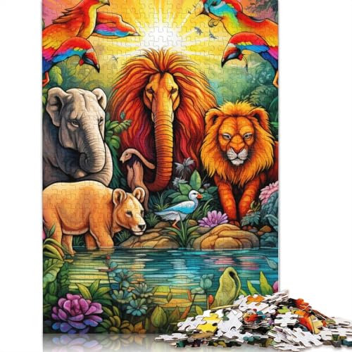 1000-teiliges Puzzle Afrikanische Tiere Puzzle für Erwachsene Holzpuzzle Lernspiel Herausforderungsspielzeug Größe: 75 x 50 cm von LiJianXXS