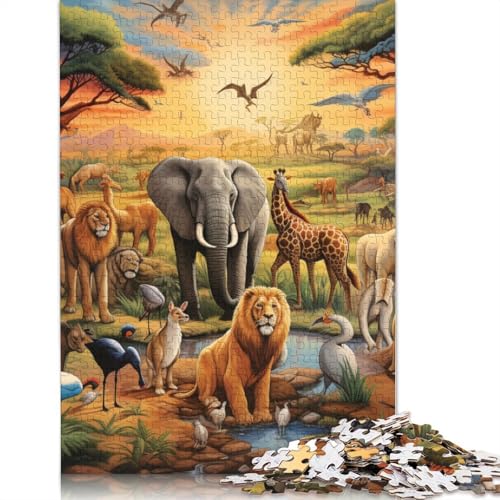 1000-teiliges Puzzle Afrikanische Tiere Puzzle für Erwachsene Holzpuzzle Tolles Geschenk für Erwachsene Größe: 75x50cm von LiJianXXS