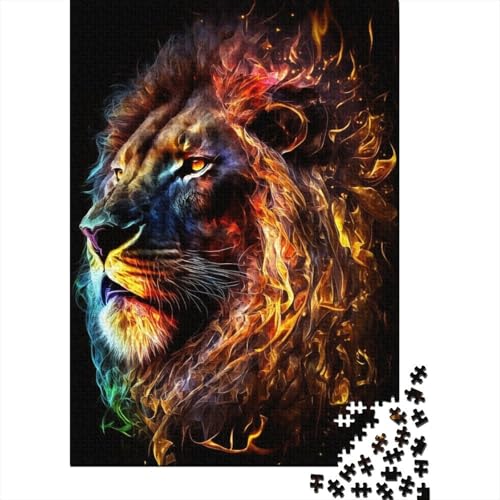 1000-teiliges Puzzle Art Neon Lion Puzzles für Erwachsene Holzspiele Puzzle-Herausforderungsspielzeug Größe: 75 x 50 cm von LiJianXXS