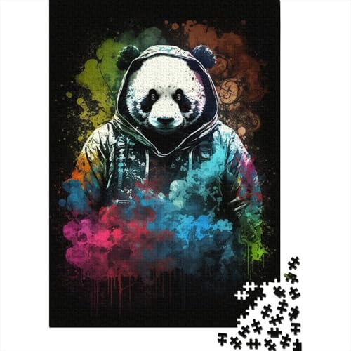 1000-teiliges Puzzle Art Neon Panda Puzzles für Erwachsene Holzspiele Puzzle-Herausforderungsspielzeug Größe: 75x50cm von LiJianXXS