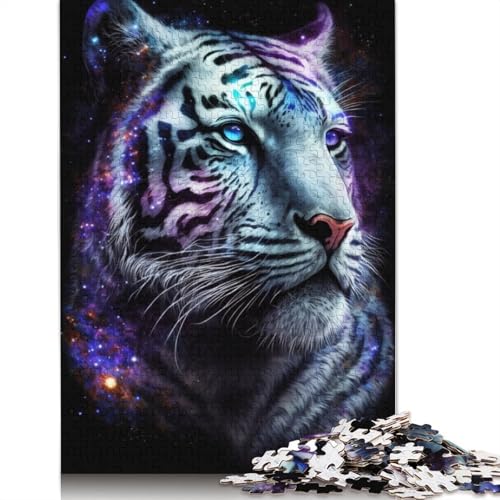 1000-teiliges Puzzle Art White Tiger Galaxy, Puzzles für Erwachsene, Kartonpuzzle, Lernspielzeug, Familienspiele (Größe 38 x 26 cm) von LiJianXXS