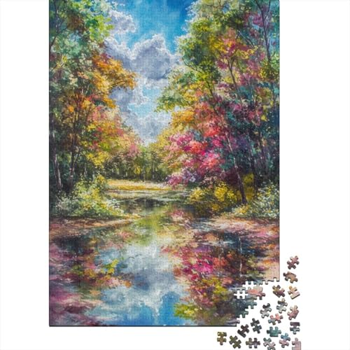 1000-teiliges Puzzle Bäume im See, Puzzle für Erwachsene, Holzspiele, Puzzle-Herausforderungsspielzeug, Größe: 75 x 50 cm von LiJianXXS