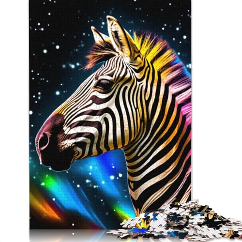 1000-teiliges Puzzle Bunte Zebras, Puzzle für Erwachsene, Kartonpuzzle, Lernspiel für Erwachsene und Kinder, Größe: 38 x 26 cm von LiJianXXS