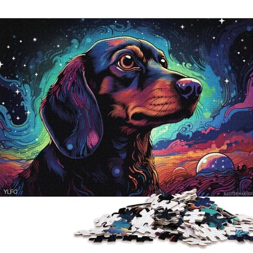 1000-teiliges Puzzle Dackel im Weltraum, Puzzle für Kartonpuzzle, Denksportaufgaben für Erwachsene 38x26cm/1000 Teile von LiJianXXS