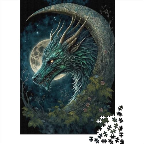 1000-teiliges Puzzle Drache auf dem Mond, Puzzle für Erwachsene, Holzspiele, Puzzle-Herausforderungsspielzeug, Größe: 75 x 50 cm von LiJianXXS