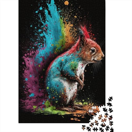 1000-teiliges Puzzle Eichhörnchen, buntes Puzzle für Erwachsene, Holzspiele, Puzzle-Herausforderungsspielzeug, Größe: 75 x 50 cm von LiJianXXS